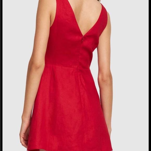 Reformation Zenni red Linen Dress size 4 NWT - Picture 5 of 9
